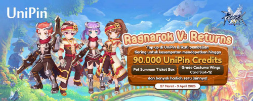 [Ragnarök V: Returns] Download & Top Up di UniPin – Dapatkan 90.000 UniPin Credits, Pet Summon Ticket & Box Hero!